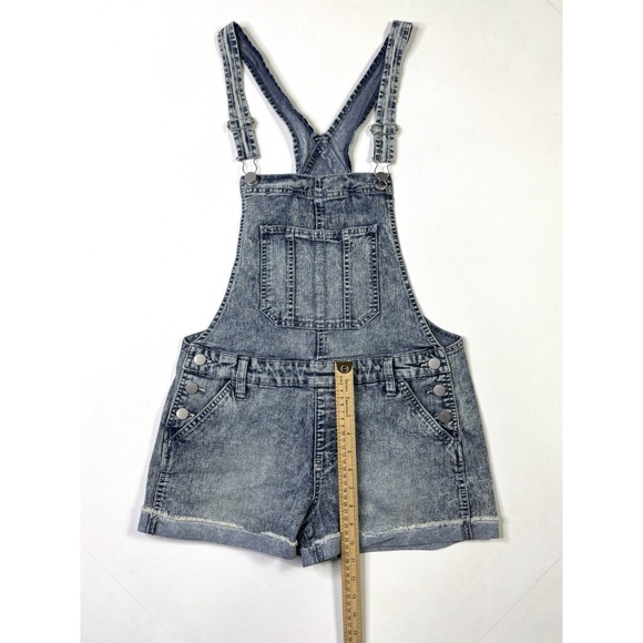No Boundaries Denim Overalls Medium (7-9) Cuffed Bibbed Blue Jean - Picture 7 of 13